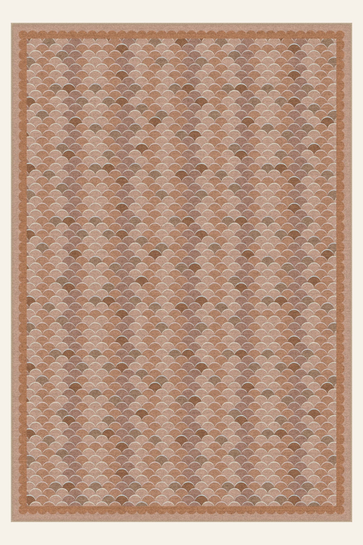 Scallop Cascade Caramel washable rug, rectangle shape, top view