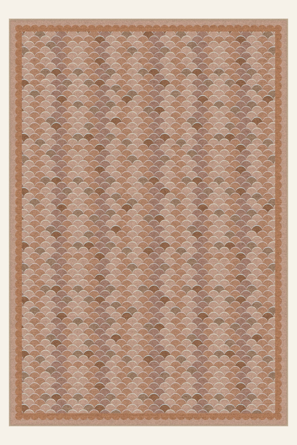 Tapis lavable Scallop Cascade Caramel, forme rectangulaire, vu de dessus