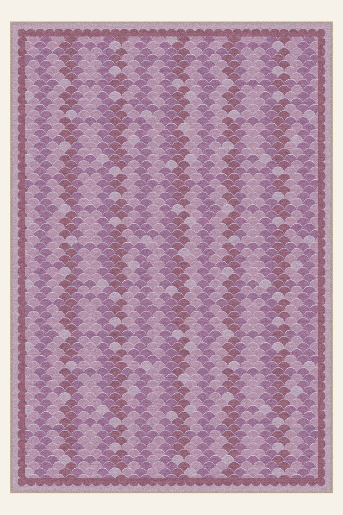 Tappeto lavabile Scallop Cascade Mauve, forma rettangolare, vista dall'alto
