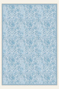 Etched Bouquet Sky Blue washable rug, rectangle shape, top view