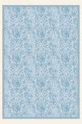Tapis lavable Etched Bouquet Sky Blue, forme rectangulaire, vu de dessus