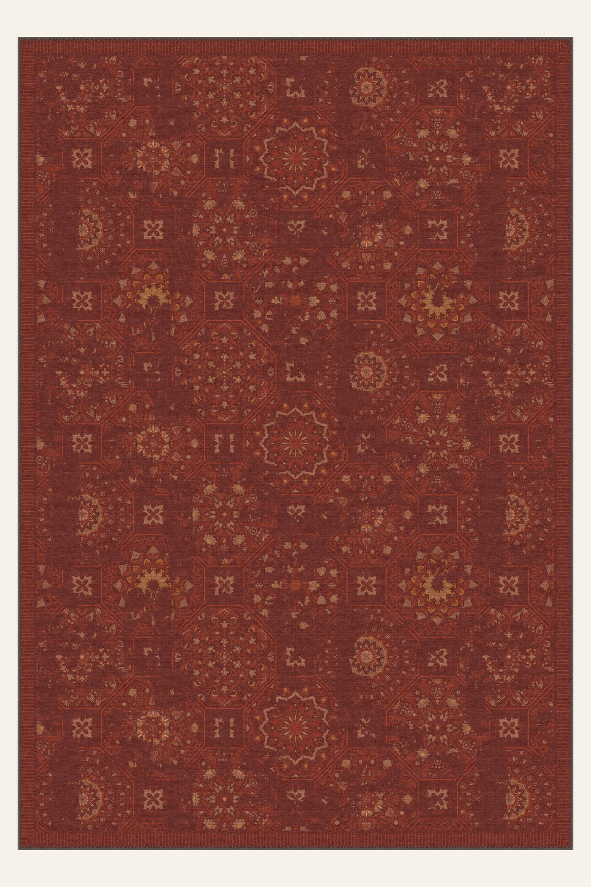 Tappeto lavabile Courtyard Tile Brick Red, forma rettangolare, vista dall'alto