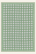 Tappeto lavabile Painted Gingham Leaf Green, forma rettangolare, vista dall'alto