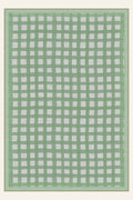Tappeto lavabile Painted Gingham Leaf Green, forma rettangolare, vista dall'alto