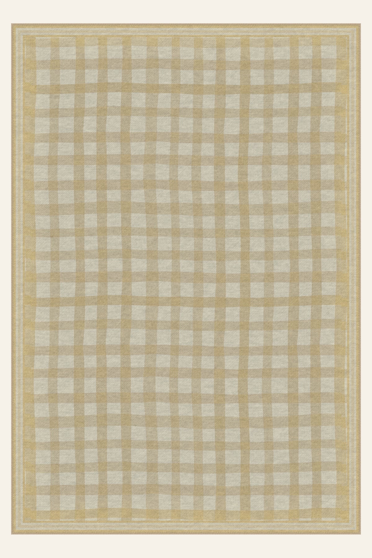 Painted Gingham Straw washable rug, rectangle shape, top view