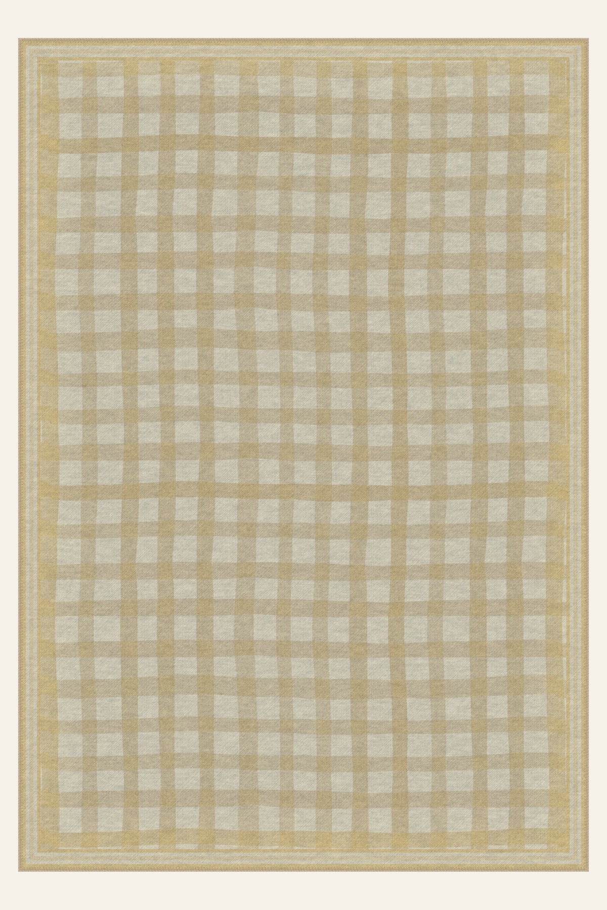 Painted Gingham Straw washable rug, rectangle shape, top view