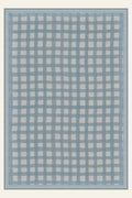 Tappeto lavabile Painted Gingham Dusty Blue, forma rettangolare, vista dall'alto