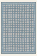 Tapis lavable Painted Gingham Dusty Blue, forme rectangulaire, vu de dessus