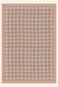 Painted Gingham Coral washable rug, rectangle shape, top view