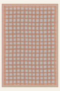 Painted Gingham Coral washable rug, rectangle shape, top view