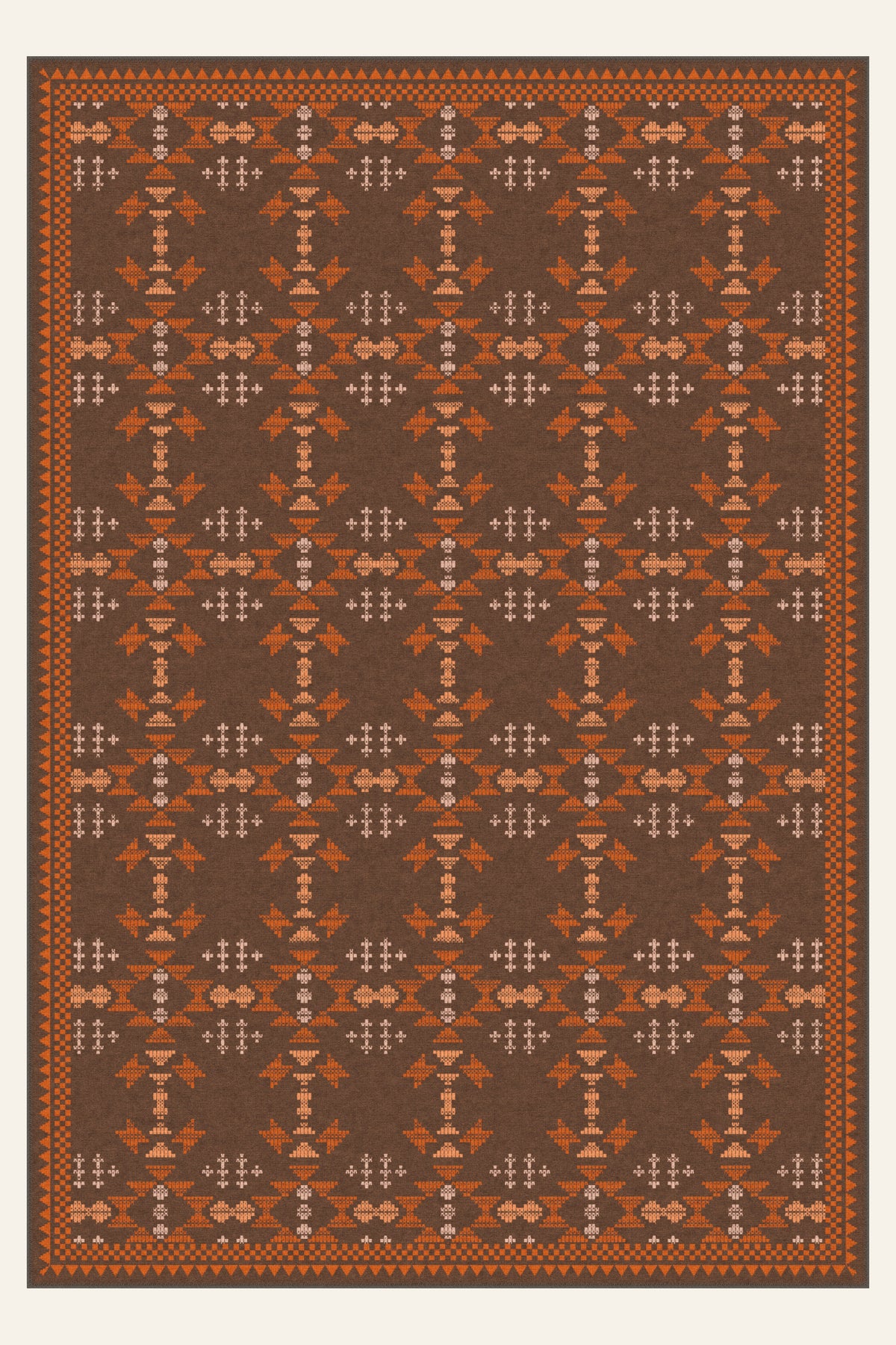 Tappeto lavabile Mesa Stitch Cocoa Rust, forma rettangolare, vista dall'alto