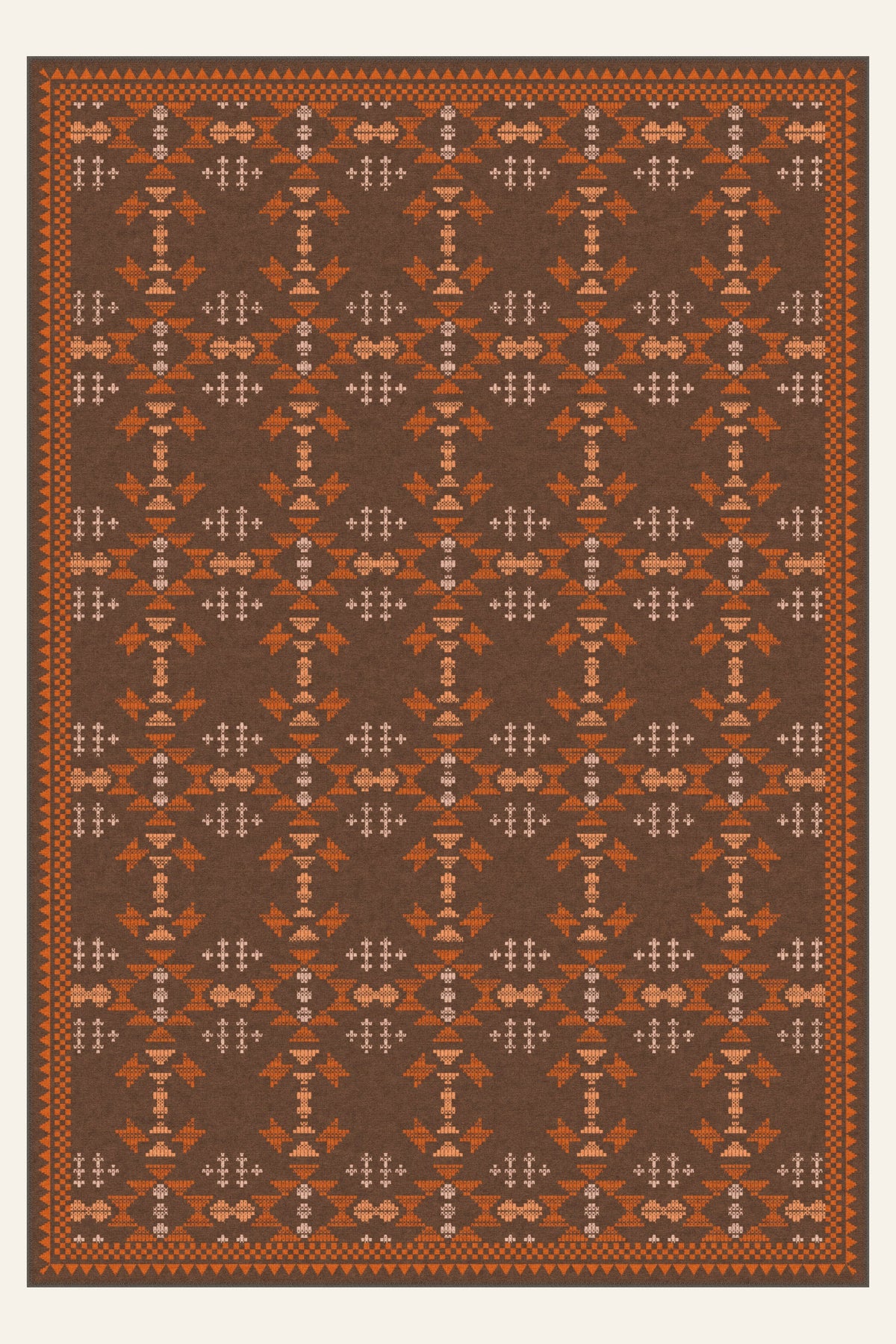Mesa Stitch Cocoa Rust washable rug, rectangle shape, top view