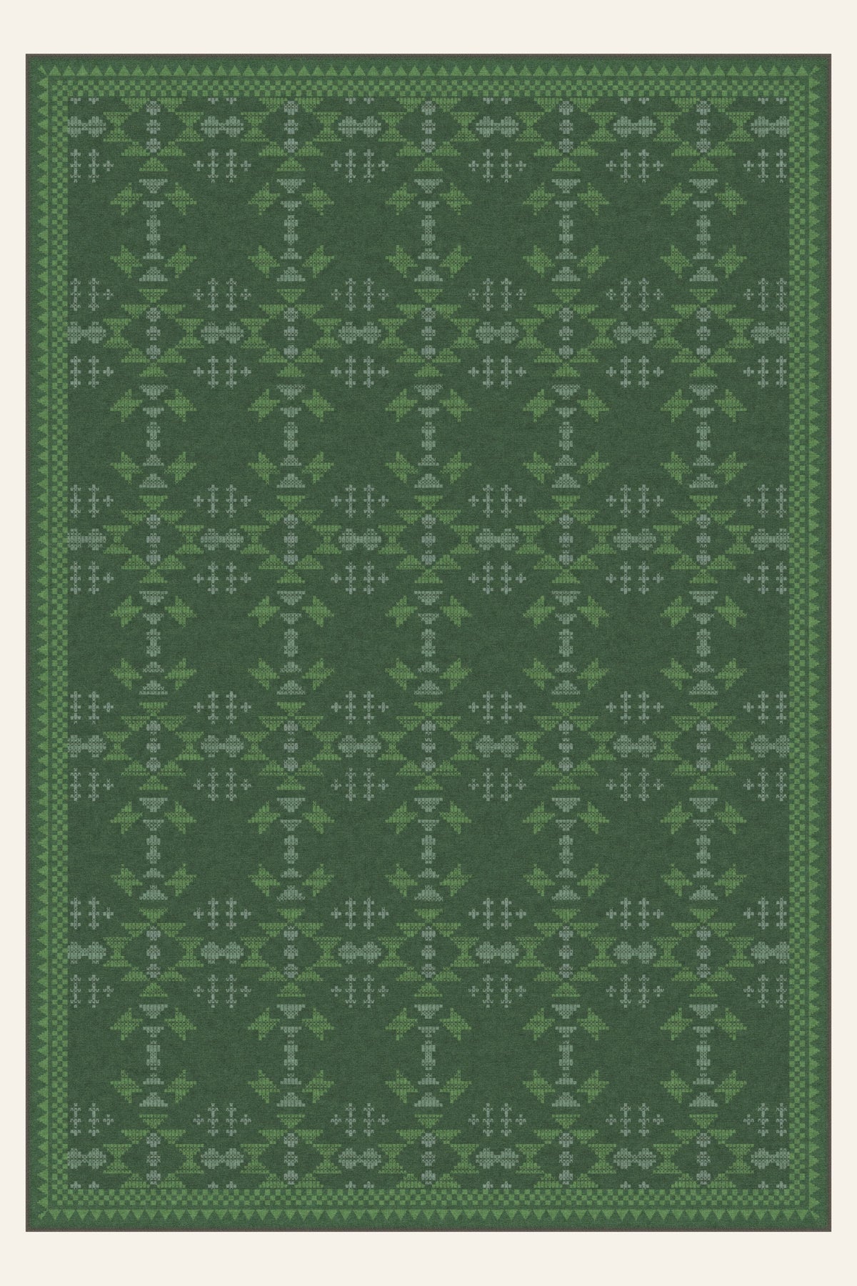 Waschbarer Teppich Mesa Stitch Forest Green, rechteckige Form, Draufsicht