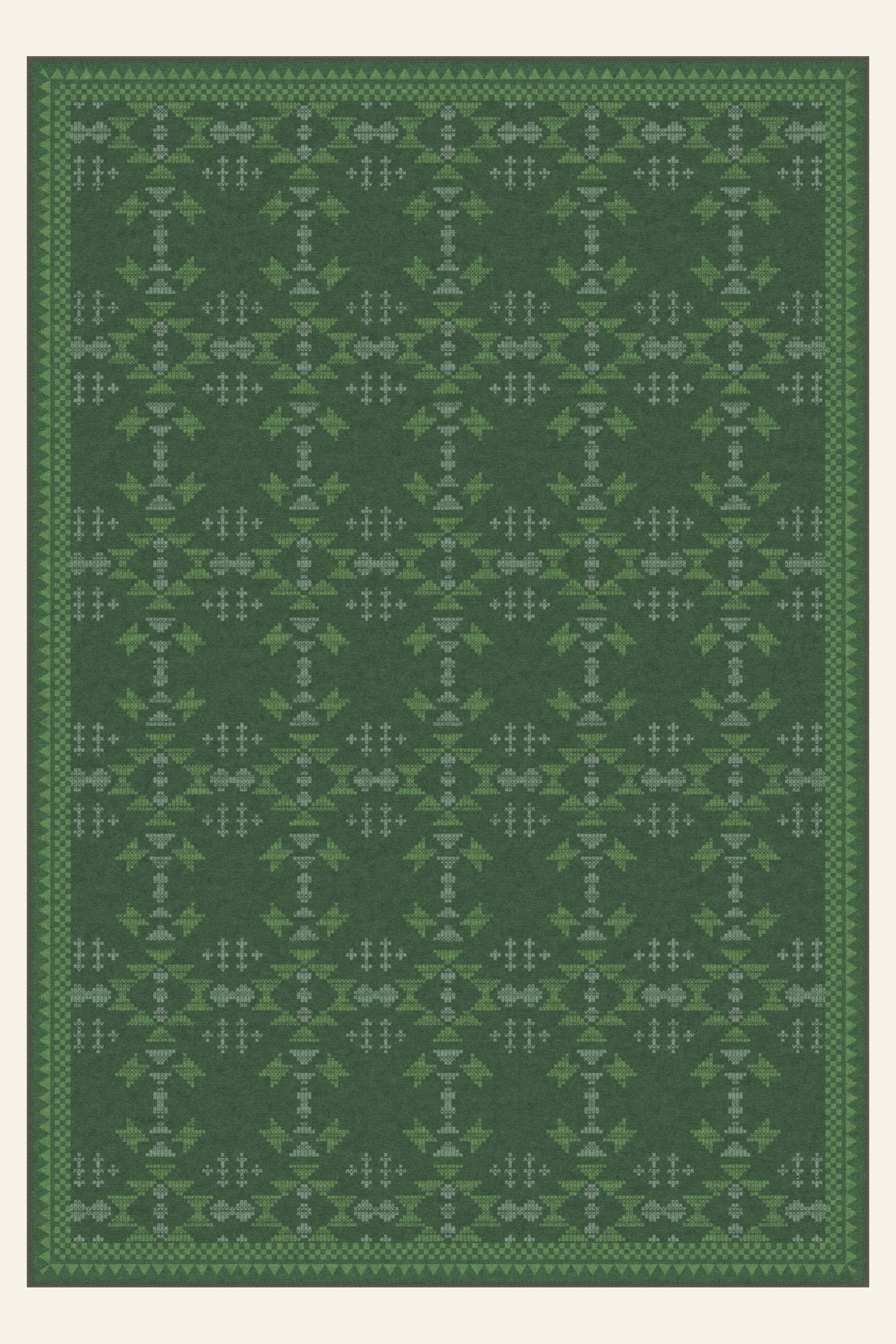 Alfombra lavable Mesa Stitch Forest Green, forma rectangular, vista superior