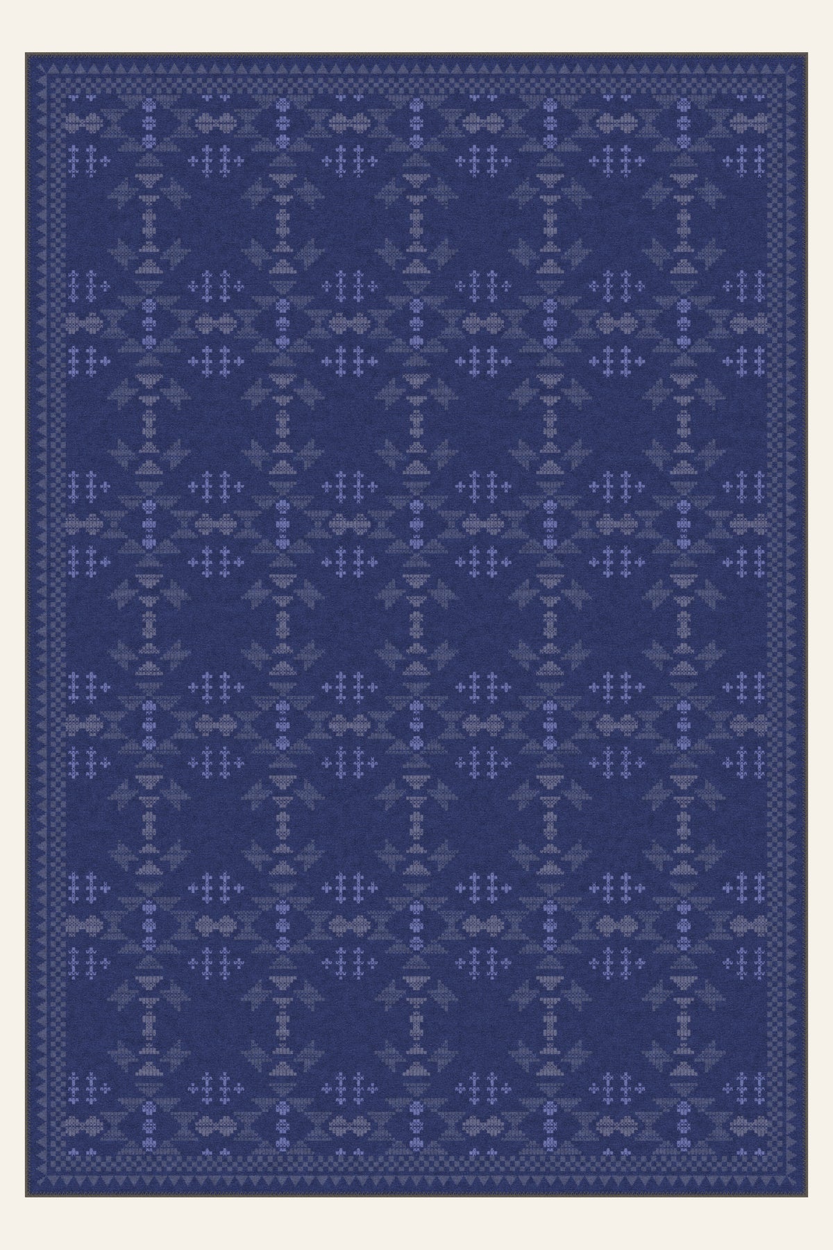 Mesa Stitch Navy washable rug, rectangle shape, top view