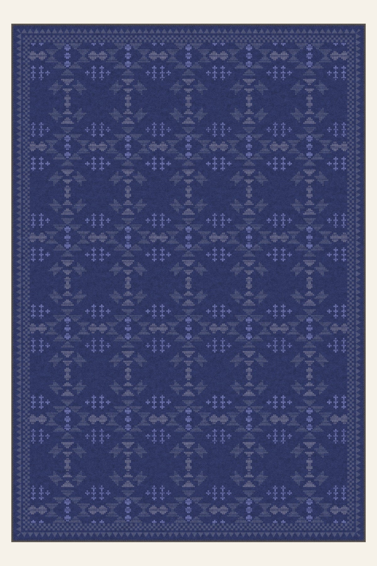 Waschbarer Teppich Mesa Stitch Navy, rechteckige Form, Draufsicht