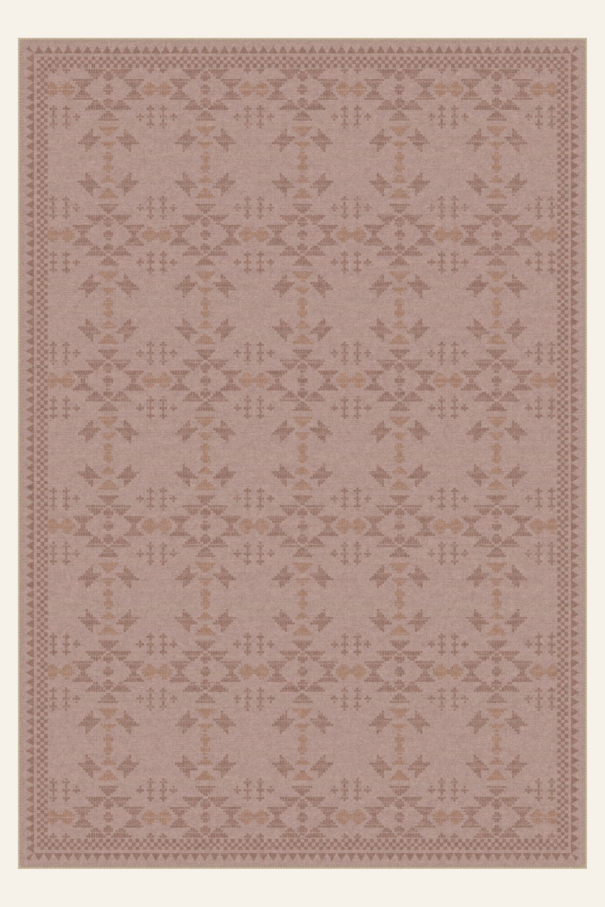 Mesa Stitch Blush washable rug, rectangle shape, top view