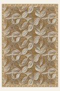 Tappeto lavabile Leaf Veil Ochre, forma rettangolare, vista dall'alto