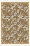 Leaf Veil Ochre washable rug, rectangle shape, top view