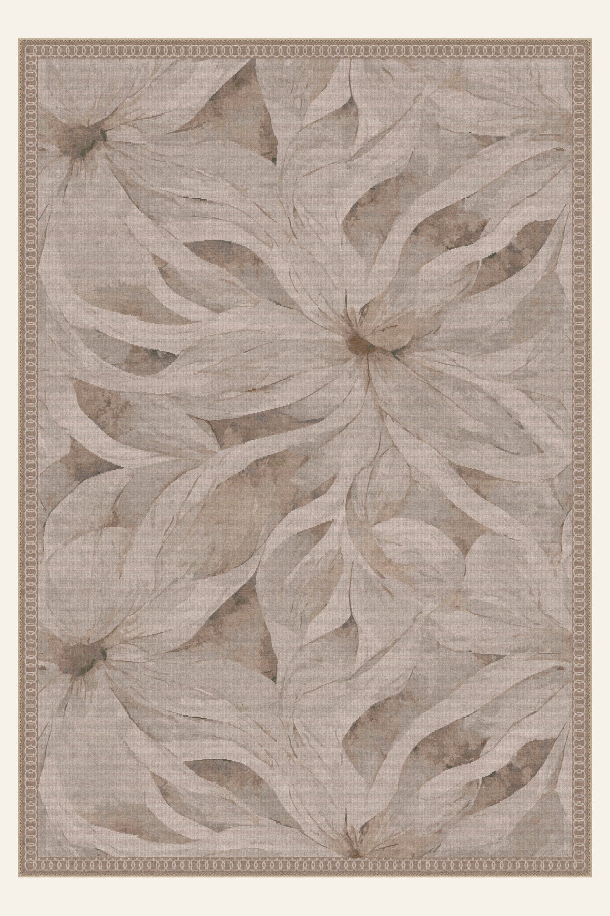 Tapis lavable Blossom Drift Rose Taupe, forme rectangulaire, vu de dessus