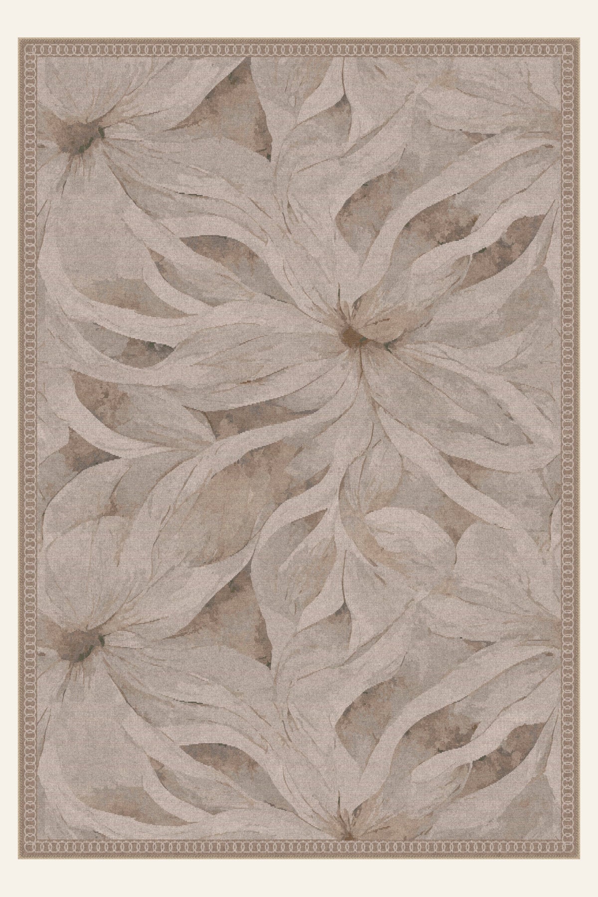 Alfombra lavable Blossom Drift Rose Taupe, forma rectangular, vista superior