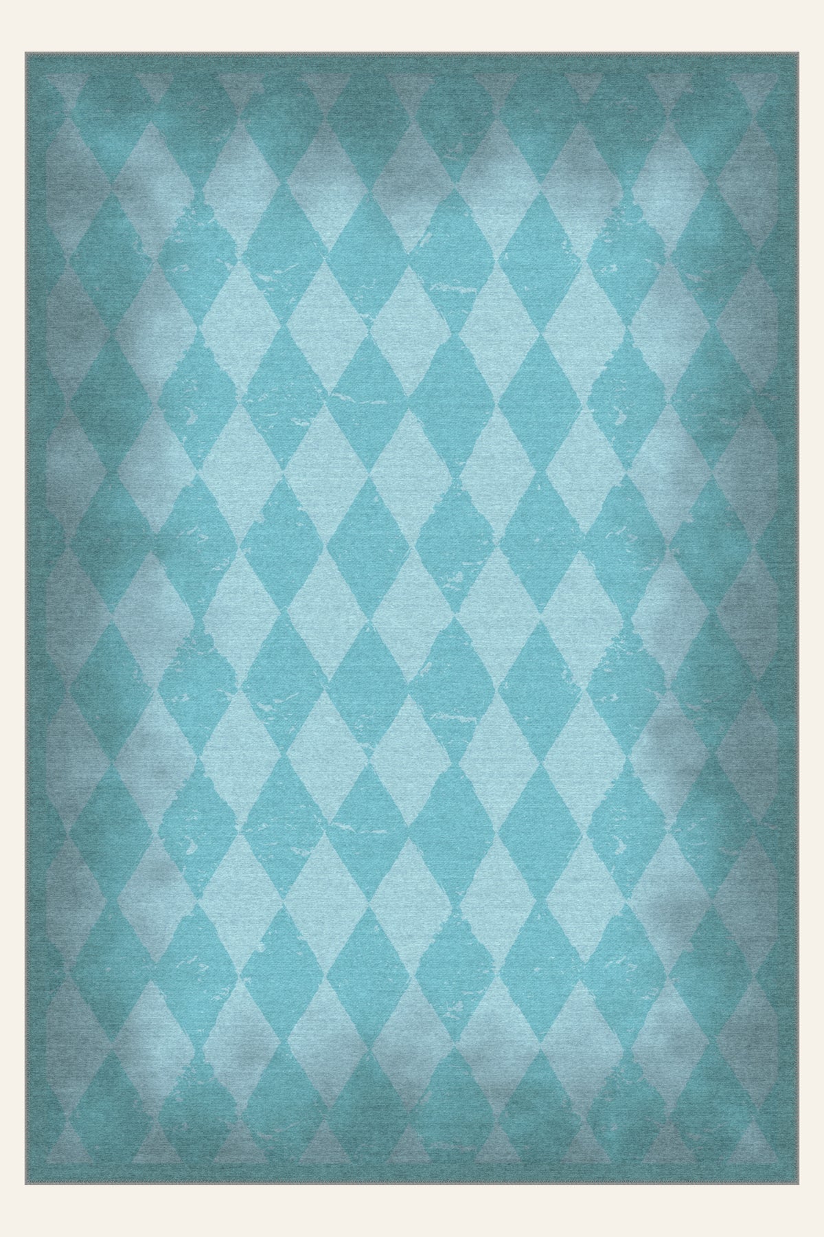 Tapis lavable Carnival Haze Aqua, forme rectangulaire, vu de dessus