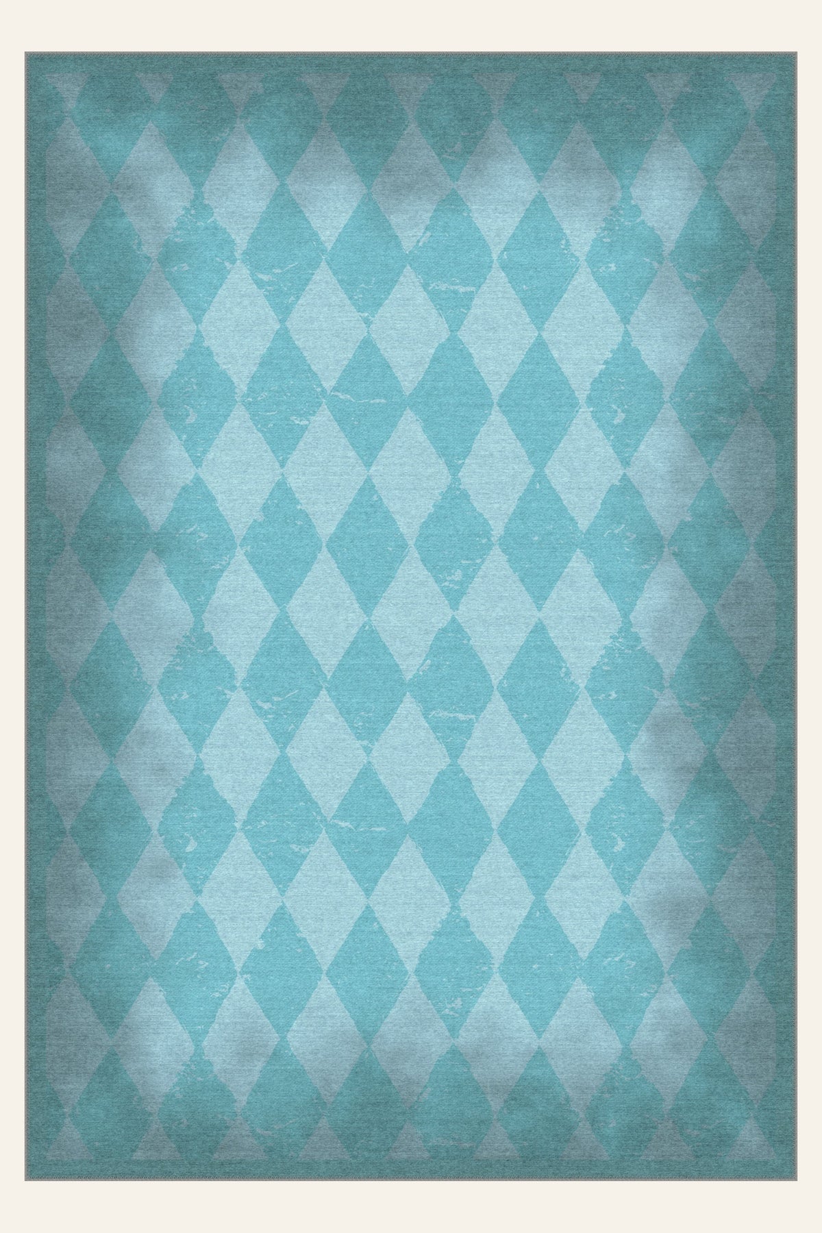 Tapis lavable Carnival Haze Aqua, forme rectangulaire, vu de dessus