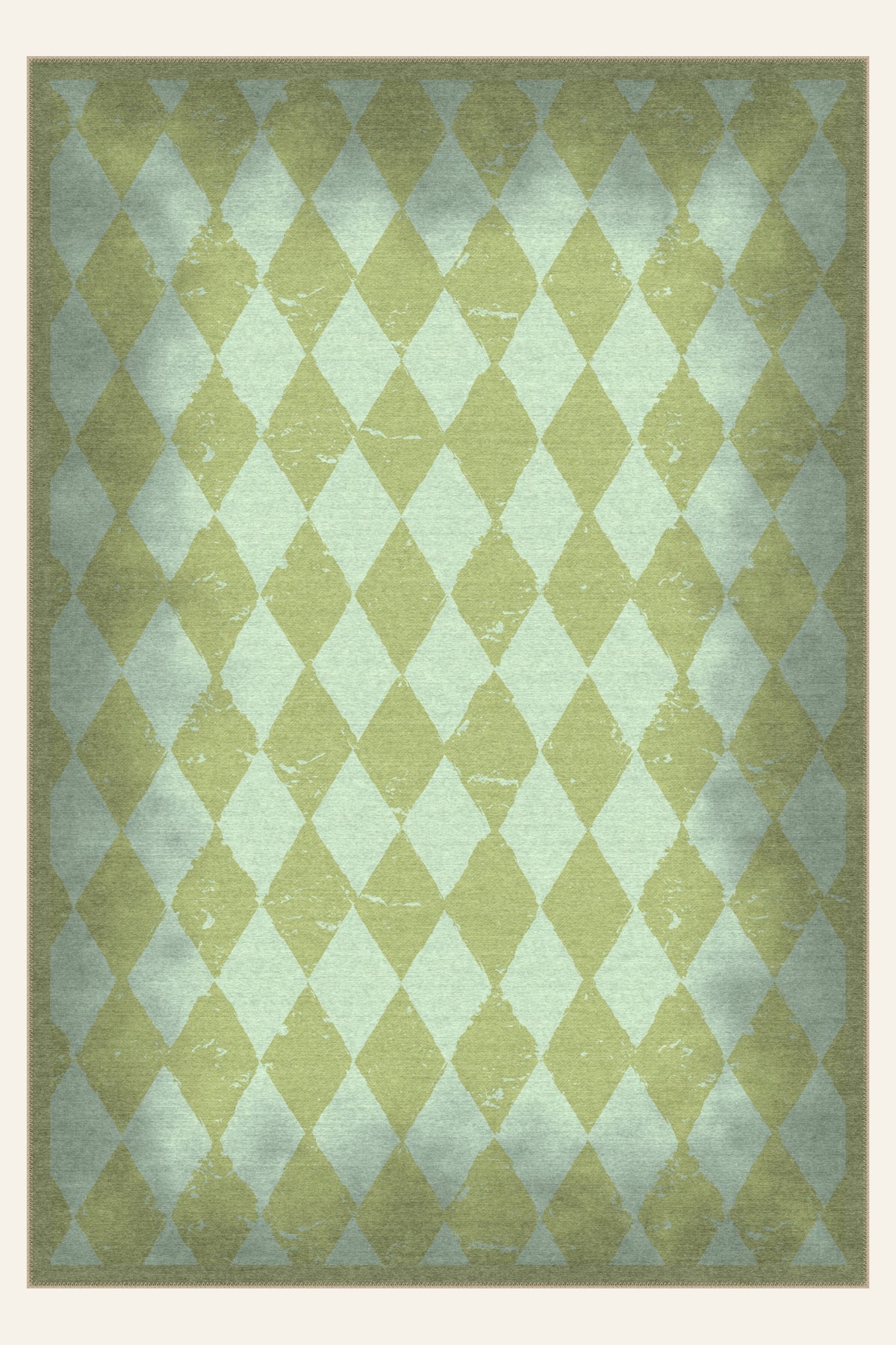 Alfombra lavable Carnival Haze Pistachio, forma rectangular, vista superior