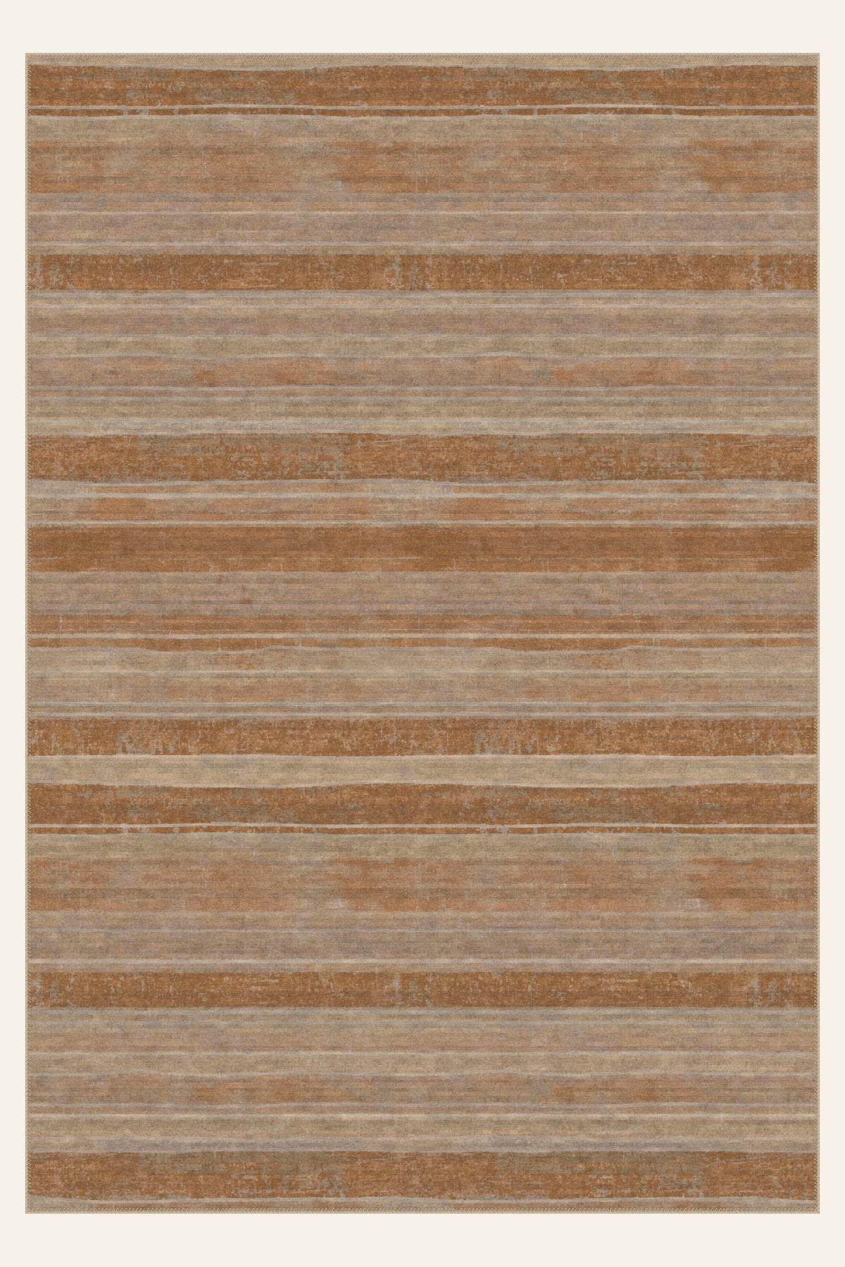 Village Rows Copper washable rug, rectangle shape, top view