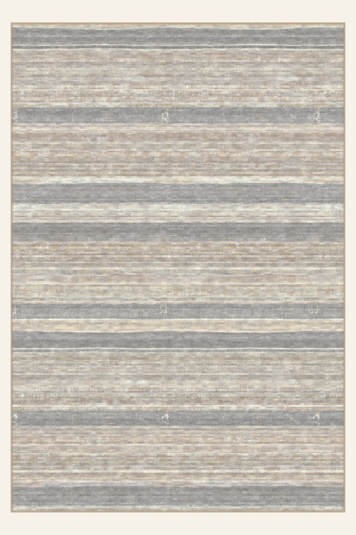 Tapis lavable Village Rows Dove Gray, forme rectangulaire, vu de dessus