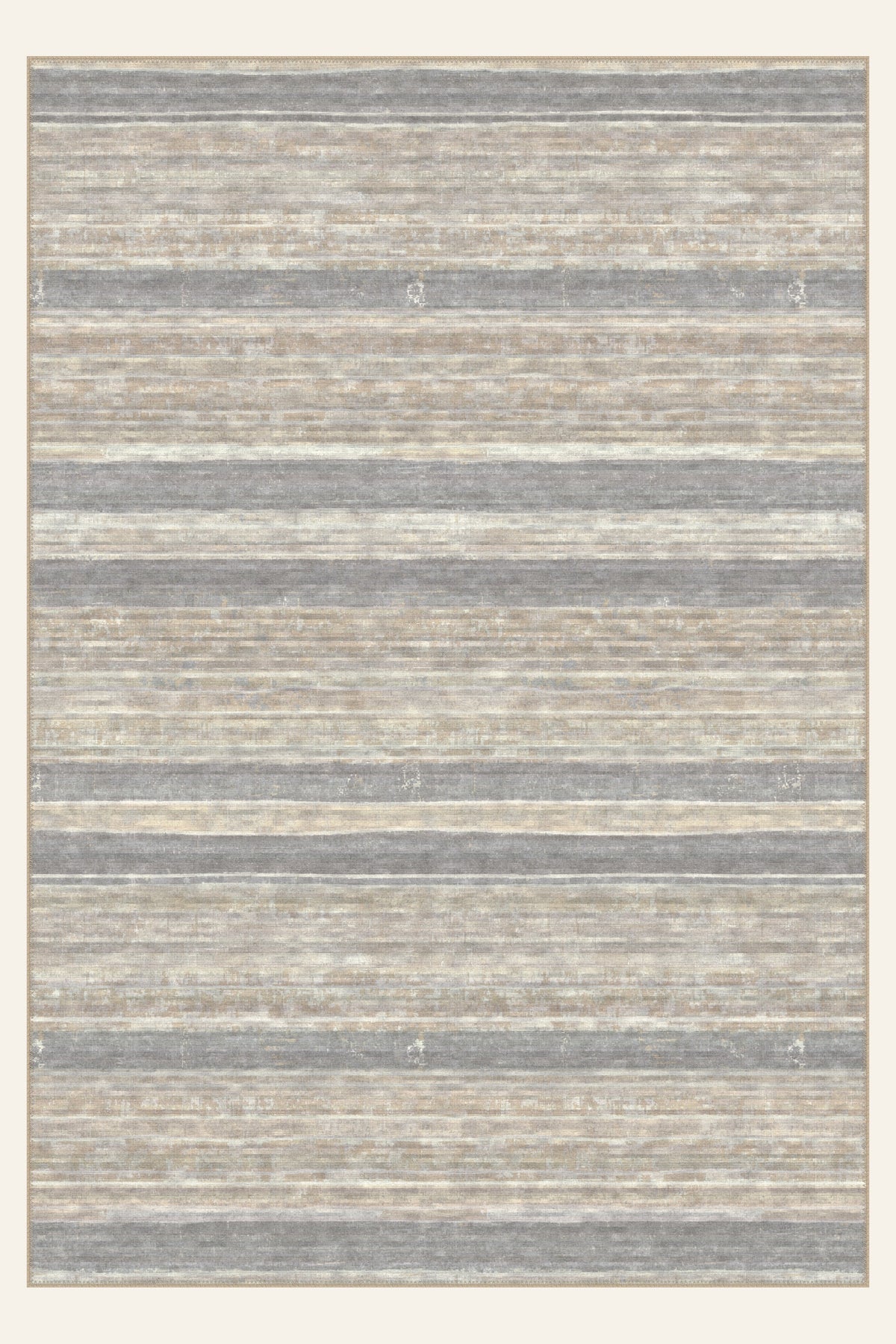 Village Rows Dove Gray washable rug, rectangle shape, top view