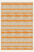 Tapis lavable Sahel Bands Tangerine, forme rectangulaire, vu de dessus