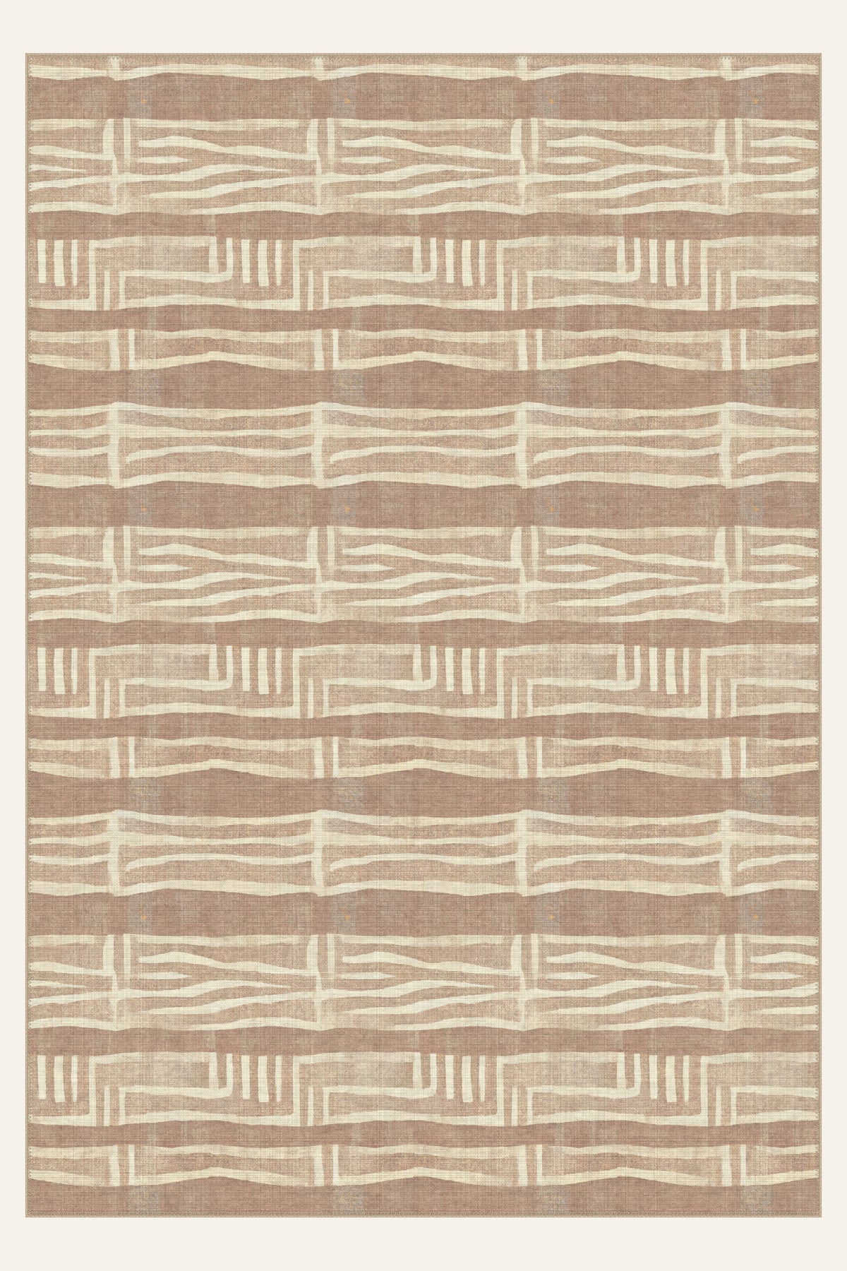 Sahel Bands Mushroom washable rug, rectangle shape, top view