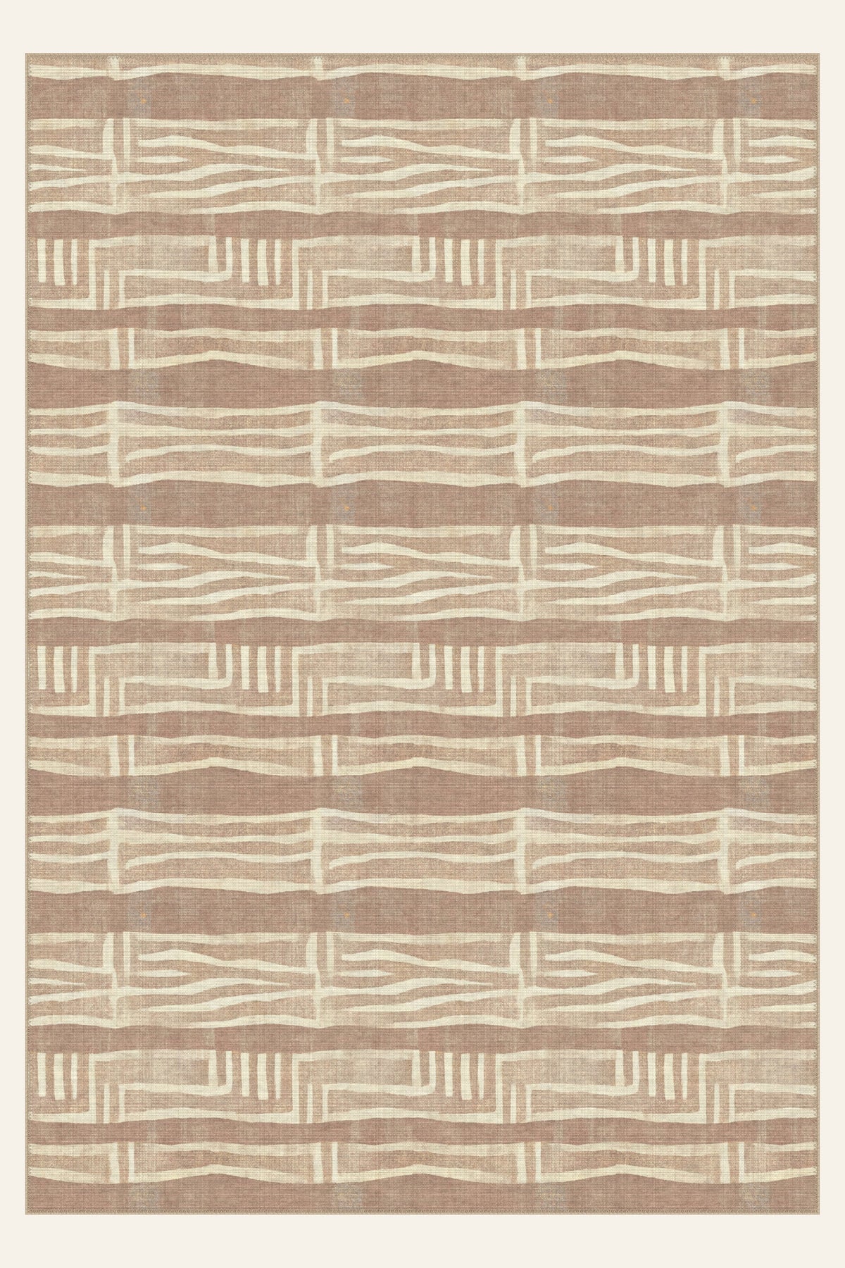 Sahel Bands Mushroom washable rug, rectangle shape, top view