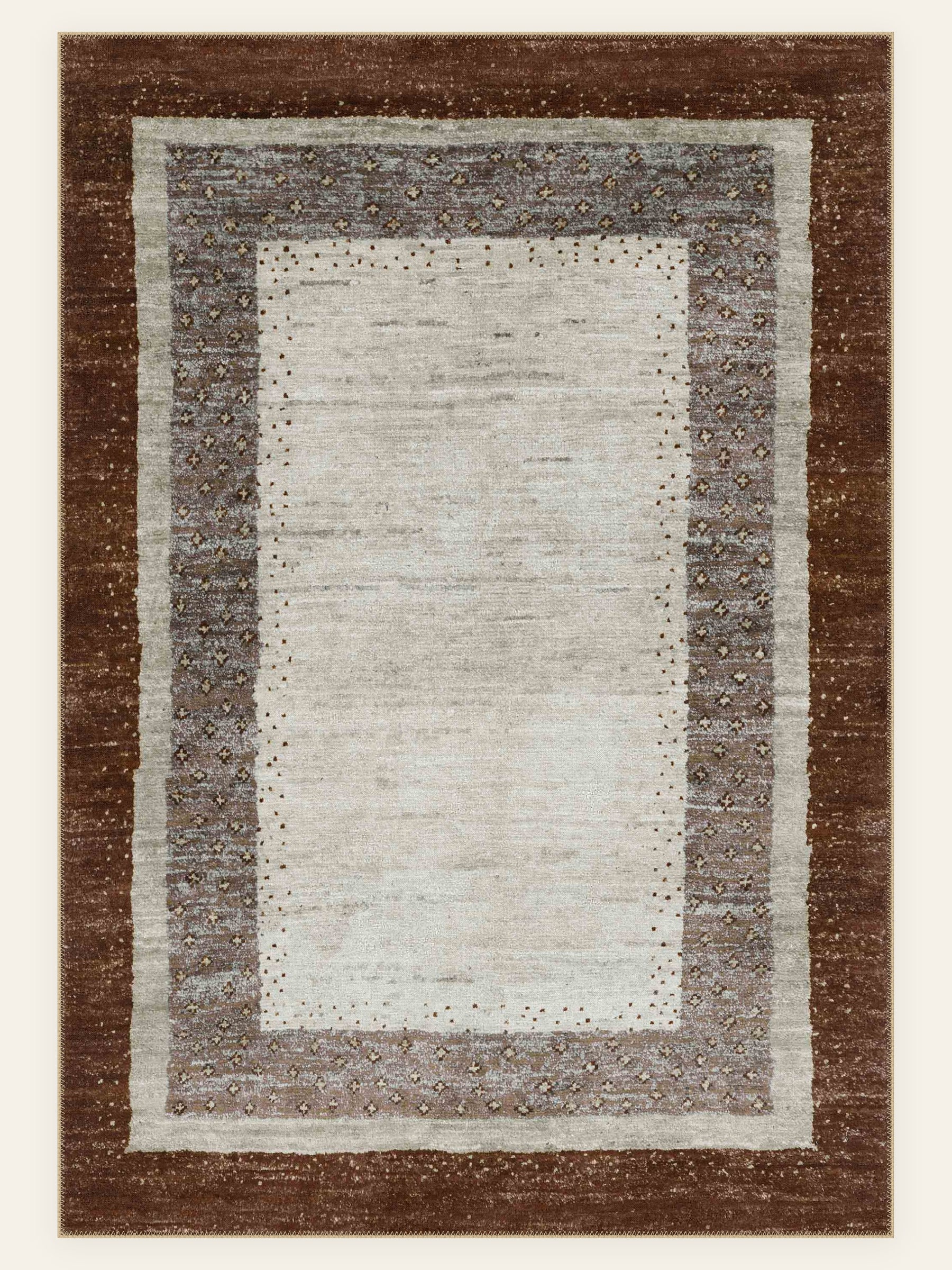 Desert Frame washable rug, rectangle shape, top view