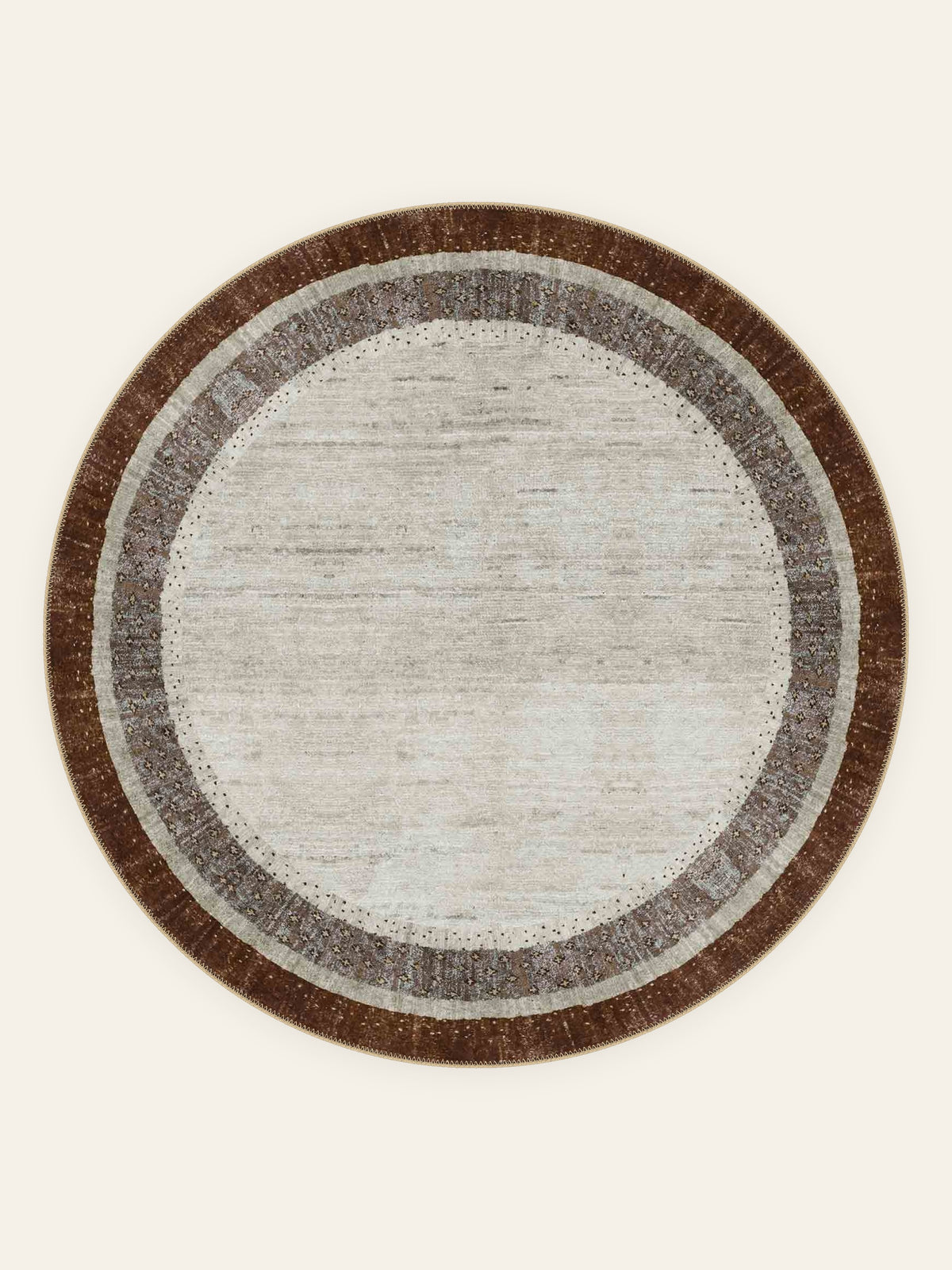 Waschbarer Teppich Desert Frame, runde Form, Draufsicht