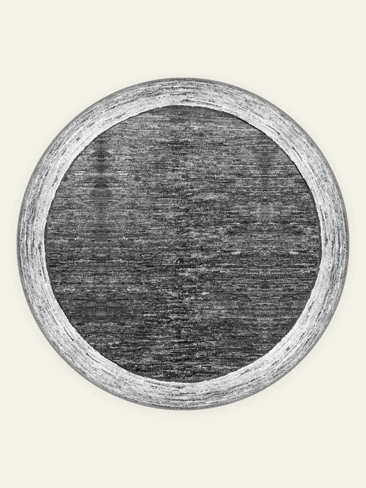 Stonewash washable rug, round shape, top view
