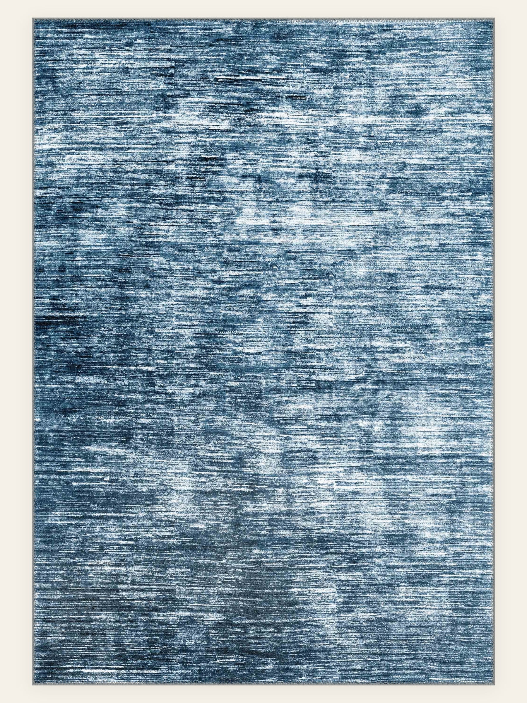 Aegean Wash Navy washable rug, rectangle shape, top view