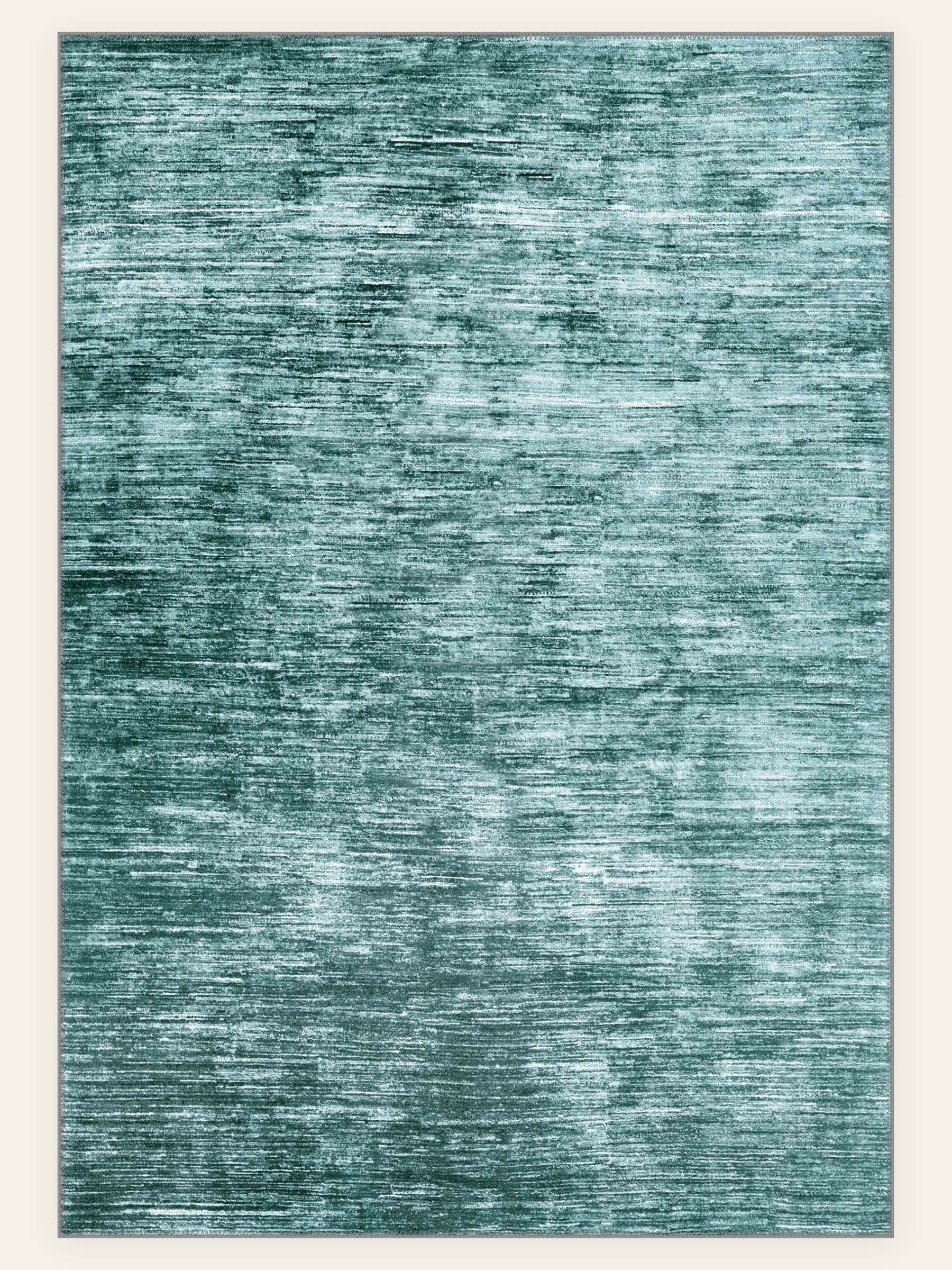 Aegean Wash Turquoise washable rug, rectangle shape, top view