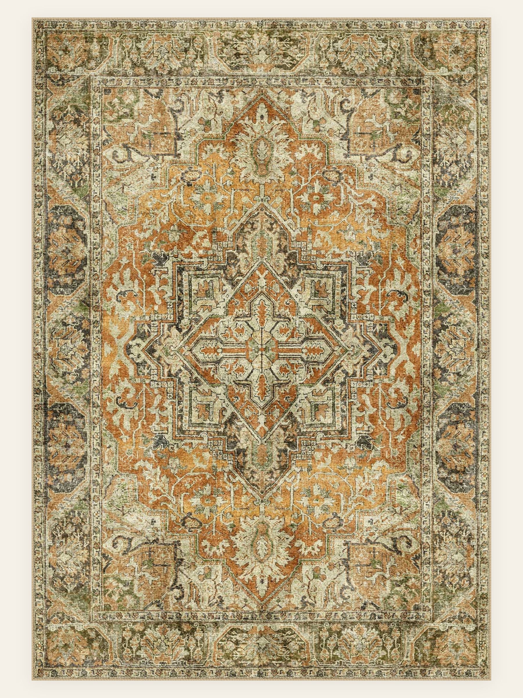 Ember Medallion washable rug, rectangle shape, top view