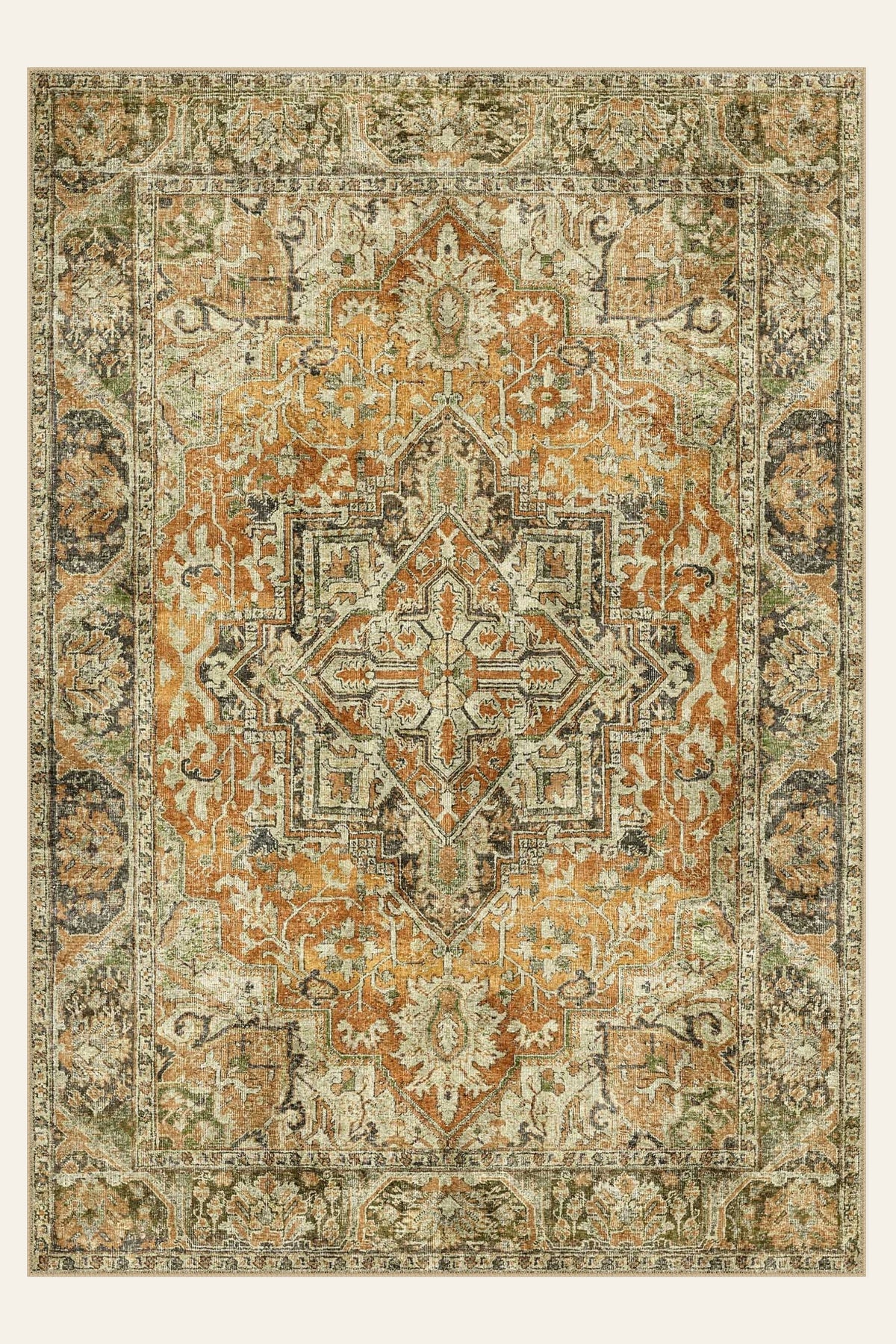 Ember Medallion washable rug, rectangle shape, top view