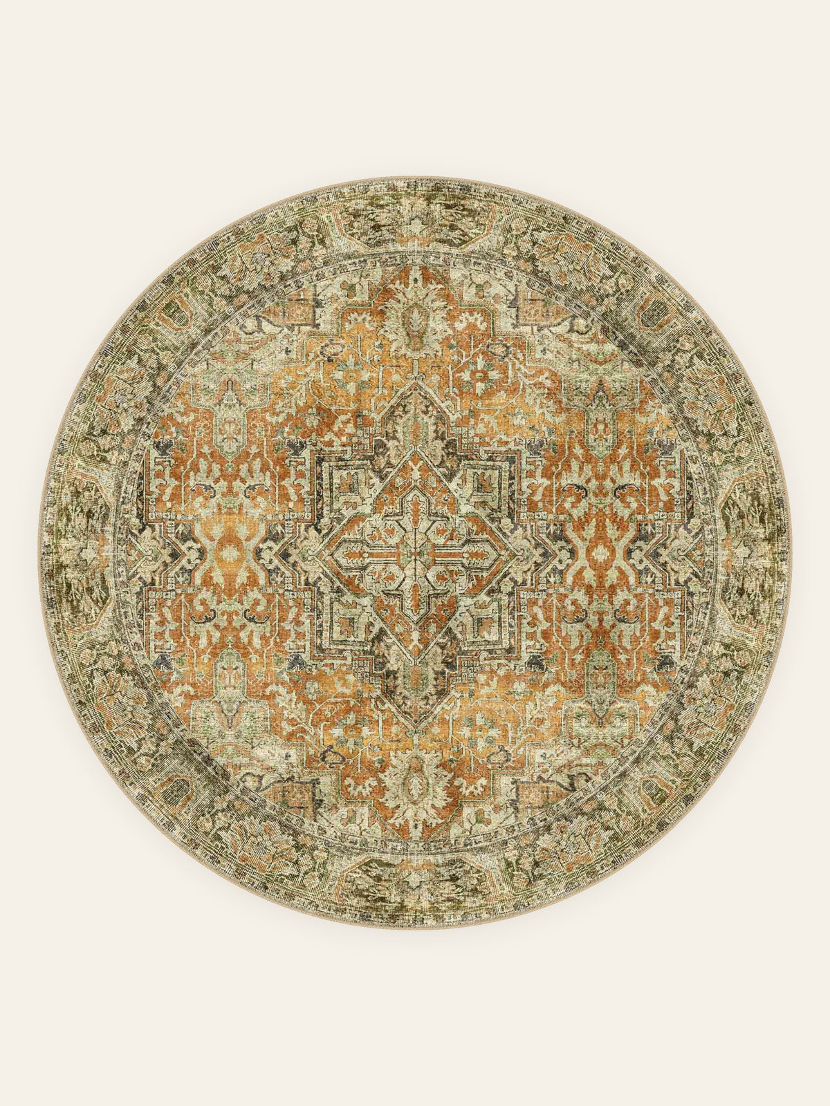 Ember Medallion washable rug, round shape, top view