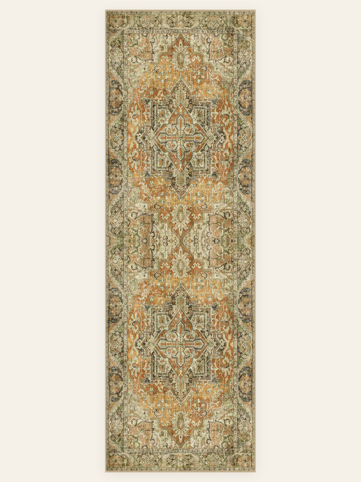 Ember Medallion washable rug, runner shape, top view