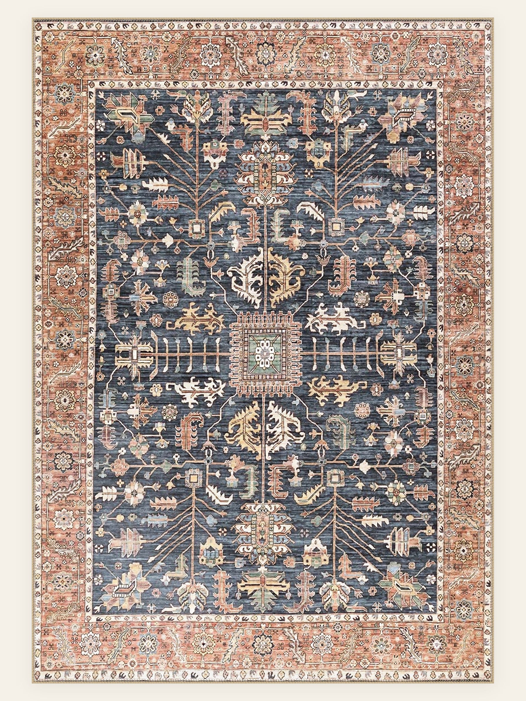 Midnight Caravan washable rug, rectangle shape, top view