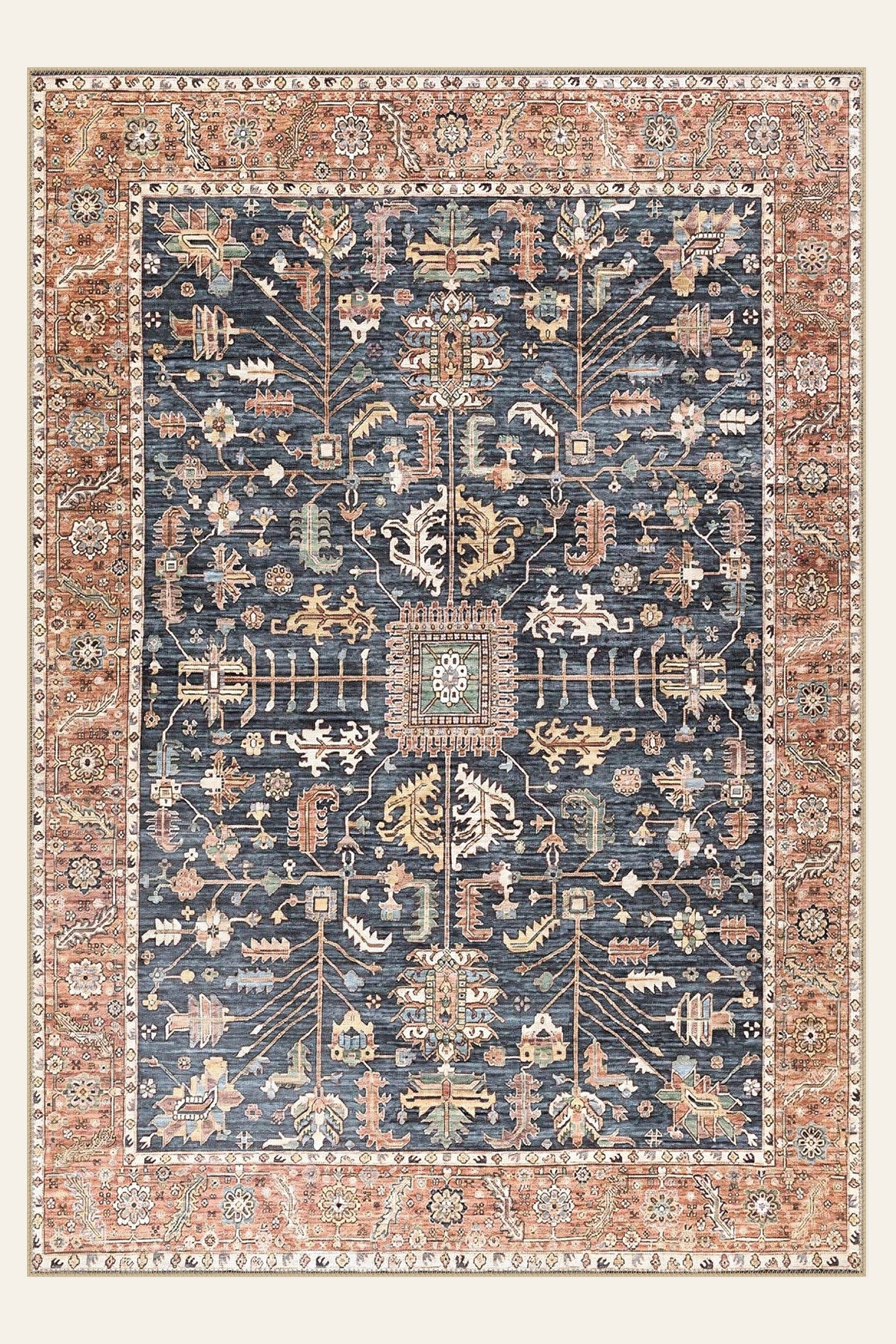 Midnight Caravan washable rug, rectangle shape, top view