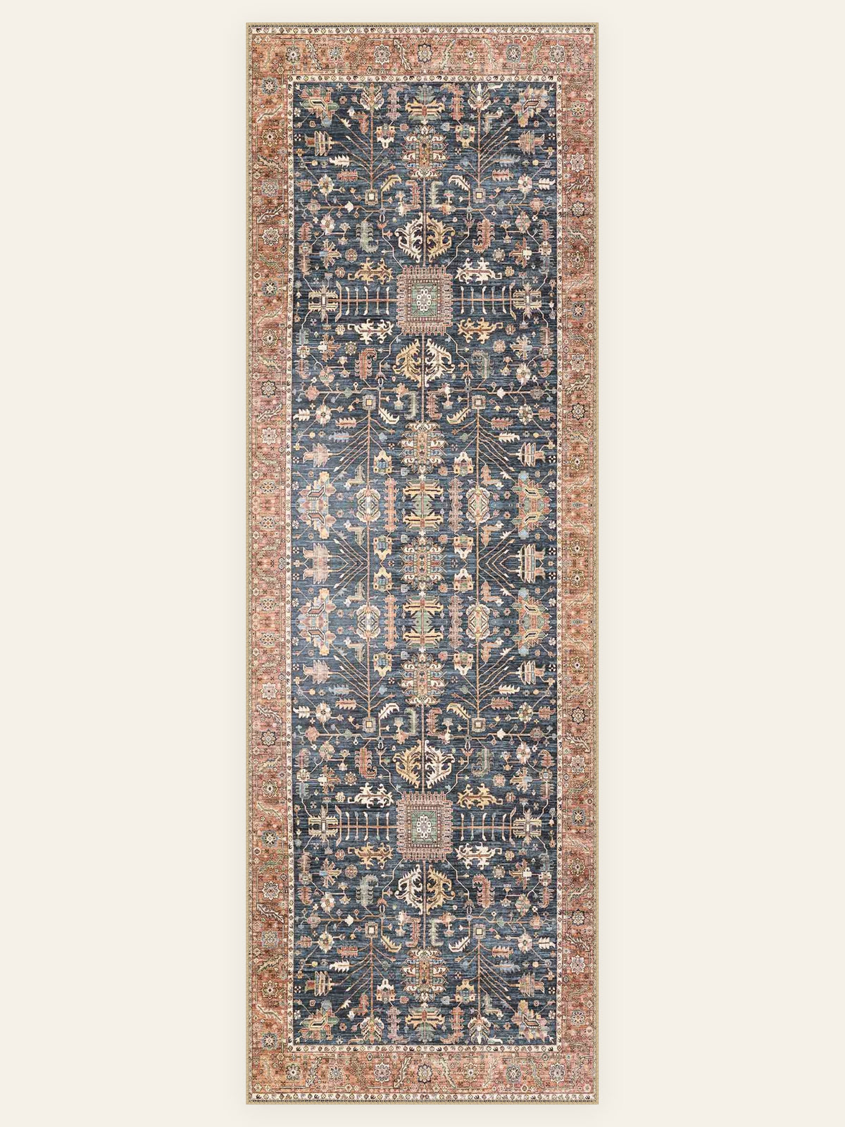 Midnight Caravan washable rug, runner shape, top view