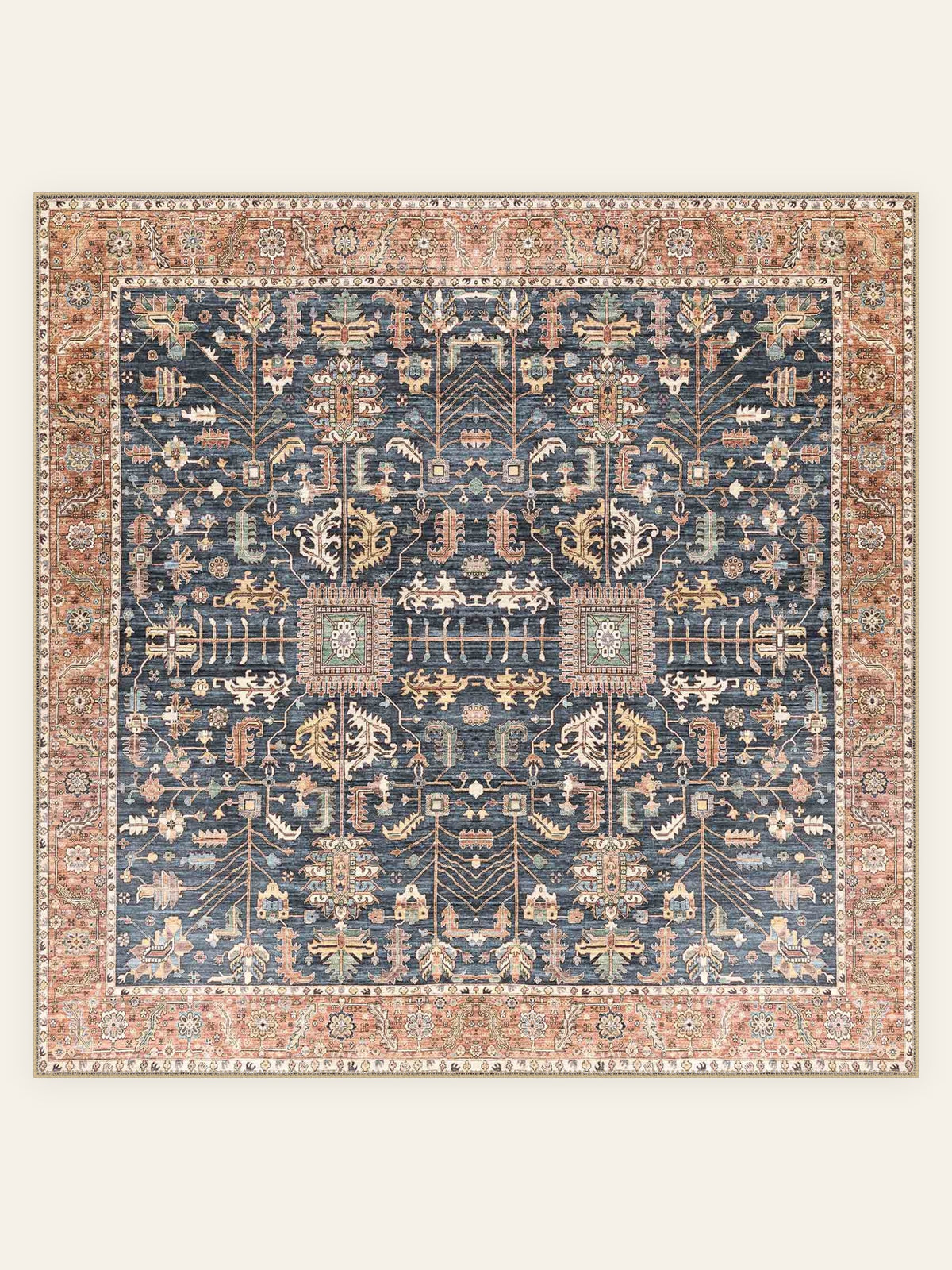 Waschbarer Teppich Midnight Caravan, quadratische Form, Draufsicht