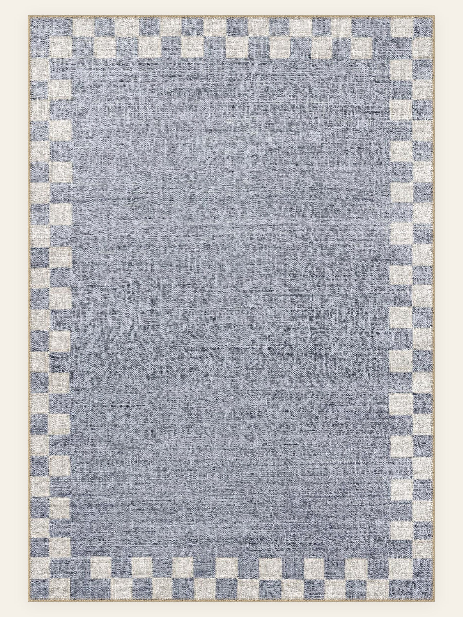 Harbor Check washable rug, rectangle shape, top view