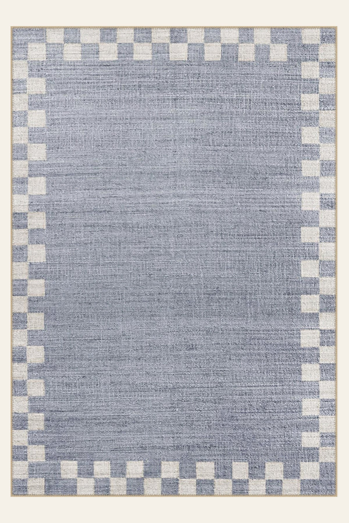 Harbor Check washable rug, rectangle shape, top view