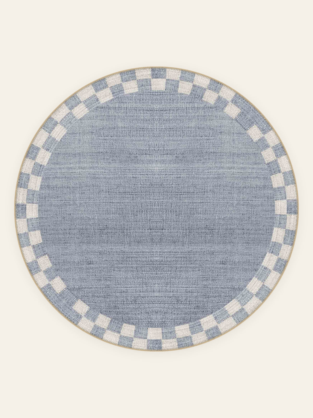 Harbor Check washable rug, round shape, top view